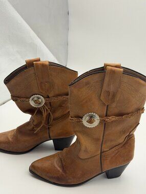 Tan Western Ankle Cowboy Boots